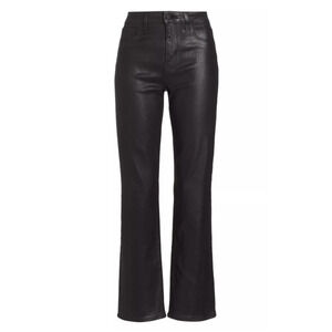 L'agence Ginny High Rise Straight with Gold Zipper Detail  in Noir Coated